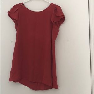 LOFT dusty pink blouse with flutter sleeves